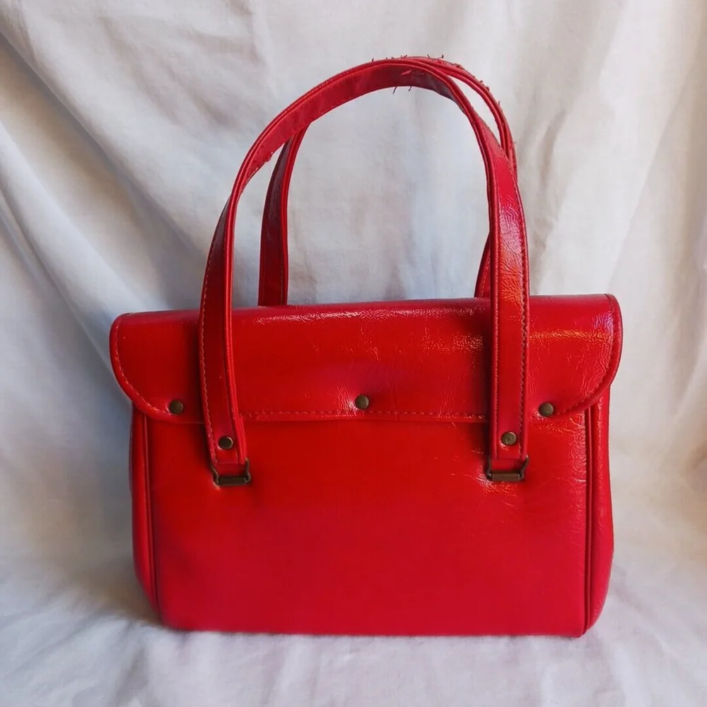 Vintage MCM Red Vinyl Handbag Double Handle
